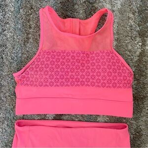 Zyia Pink Activewear Set leggings and sports bra size 8 10 and Large